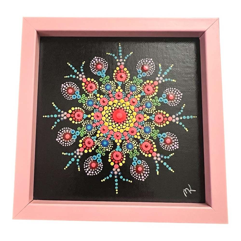 Pink Framed Handmade Mandala Art by MK